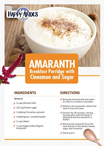 Happy Andes Amaranth 3 Lbs - Non Gluten, Whole Grain Rice Substitute - Ready to Cook Food for Oats & Seeds Recipes - Healthy Meal with Vitamins & Protein - Best Value Grocery Bag
