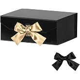 1 Glossy Black Gift Box 8x7x3.3 Inches, Magnetic Lid Collapsible Gift Box | Luxury Reusable Gift Box with Ribbon ,Groomsman Box for Wedding,Birthday,Christmas