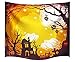 Halloween Decorations Tapestry Wall Hanging by IMEI, 3D Print Yellow Fabric Holiday Party Wall Art Hanging Beach Cover for Living Room Office Dorm and Bedroom (51 X 60 Inch, Halloween Skeleton Ghosts)