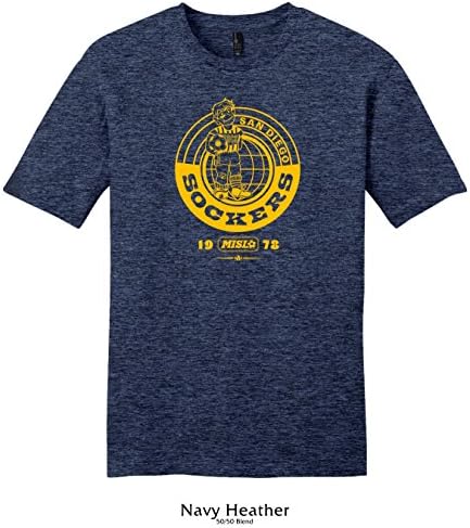 Throwbackmax 1978 MISL San Diego Sockers Soccer Tee Shirt (Large, Navy Heather)