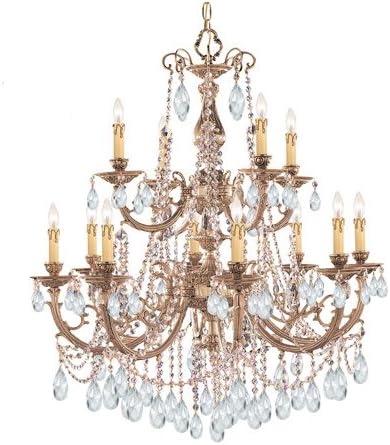 Chandeliers 8 Light with Olde Brass Clear Spectra Crystal Cast 32 inch 480 Watts - World of Lighting