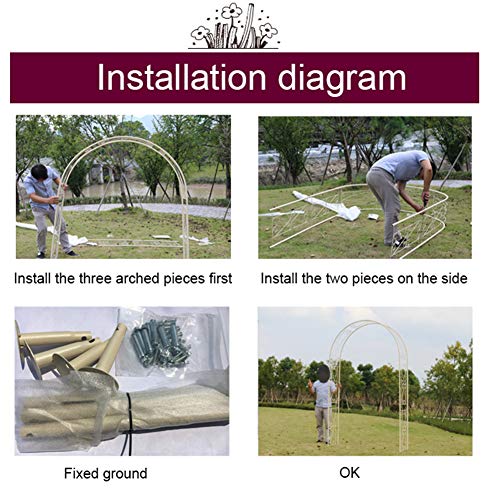 HLMBQ Rosenbogen 170x252x40cm Metall Pergola Rankhilfe Rankgitter Torbogen Rankbogen wetterfest Gartenbogen,Schwarz… – Bild 7
