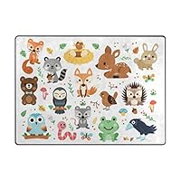 Vantaso Soft Foam Area Rugs Funny Woodland Animals Non Slip Play Mats for Kids Boys Girls Playing Room Living Room 80x58 inch