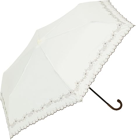 Amazon Because ビコーズ 折りたたみ傘 手開き 日傘 晴雨兼用傘 フラワー 刺繍 全3色 ホワイト 6本骨 47cm Uvカット 95 以上 軽量 木製ハンドル Be ビコーズ Because 傘 レインウェア 通販