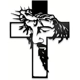 Black Jesus Wall Cross Decor Metal Crucifix Wall Hanging Wall Sculpture for Living Room Home Office Thankful Religious Gifts Grateful Blessed Christian Gifts for Women Special Mother's Day Gift Home Decor Entry Way(Size:12.59 * 9.84in)