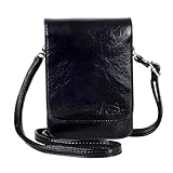 MINICAT Touch Screen Design Premium Microfiber Leather Crossbody Cell Phone Wallet Purse(Black-PU)