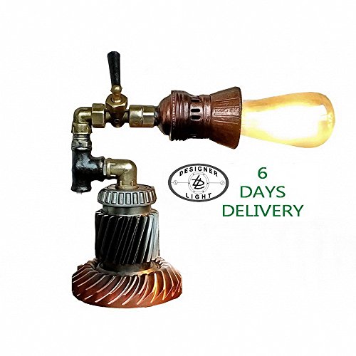 Vintage steampunk lamp Industrial lamp Antique table lamps Steampunk industrial lamps New machine age Lamps Steampunk machine Lamp Rustic lamp Plumbing lamp - Thumbnail 6