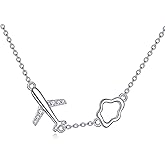 HOPEEZZ Airplane Necklace 925 Sterling Silver Cloud Airplane Pendant Necklace Jewelry Gift for Women Men