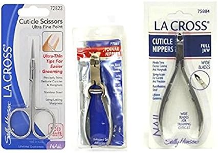 Sally Hansen LA Cross Toenail nippers P7865 + Cuticle Scissors 72823 + Cuticle Nippers 75884 + FREE Luxury Luffa Loofah Bath Sponge On A Rope, Color May Vary