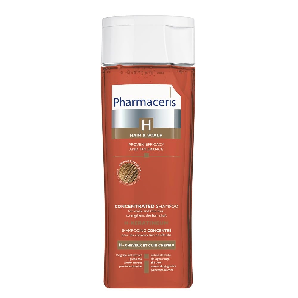 Pharmaceris H Keratineum, Concentrated Shampoo for Weak and Thin Hair, for Sensitive Scalp, Hair Strengthening, Hair Loss Treatment Women and Men - 250 ml