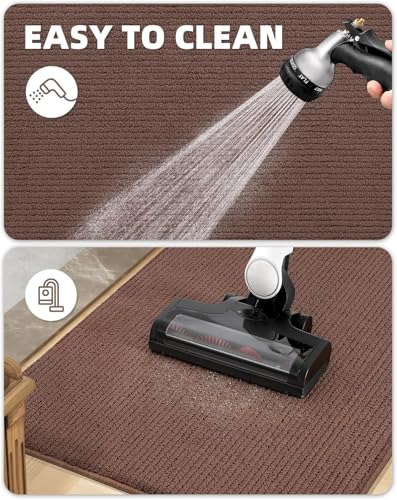 Color&Geometry Door Matts Indoor 80 x 120 cm, Indoor Door Mat Washable, Dirt Trapper Doormats Inside Non Slip, Absorbent Indoor Mats for Front Door, Barrier Mat (Dark Brown)