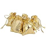 YUTIAN 100pcs Drawstring Organza Pouch Jewelry Wedding Favor Candy Bag Packing Gold 9X12 Centimeter