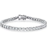 Gem Stone King 3MM Round White Cubic Zirconia Classic Tennis Bracelet For Women | 7 Inch