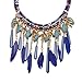 SUMAJU Fancy Feather Pendant Statement Necklace, Women's Multi Layers Tribal Bib Leaf Rope Chain Chunky Collar African Necklace Jewelry