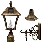 Gama Sonic Baytown Solar Outdoor LED Light Fixture, Pole/Post/Wall Mount Kit, Weathered Bronze Finish #GS-106FPW-WB