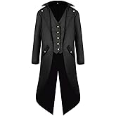 Inmeilifus Men's Steampunk Jacket Tailcoat Halloween Costumes Victorian Coat Gothic Cosplay Vintage Frock Coat Uniform