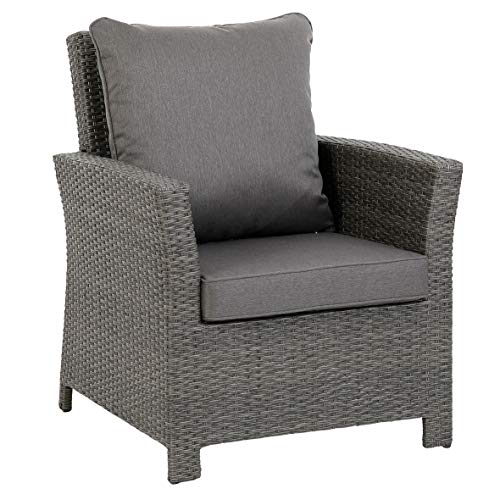 greemotion Lounge-Set Puri, anthrazitfarbenes Gartenmöbel-Set aus Polyrattan, Design-Sitzgruppe für in- und outdoor, inkl. Kissen in Grau – Bild 6