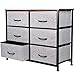 KINWELL Extra Wide Fabric Clothing Storage Drawers Dresser Organizer Unit With Sturdy Steel Frame, Wooden Tabletop, Easy Pull Fabric Bins For Living Room, Bedroom, Hallway, Entryway-6Drawers