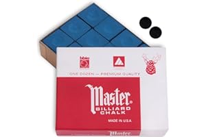 MASTER CHALK Master Billiard Pool Cue Chalk Premium Quality - 1 Dozen - Made in The USA + 2 pcs of Quality Billiard Pool Table Spots by Tweeten Fibre Co.
