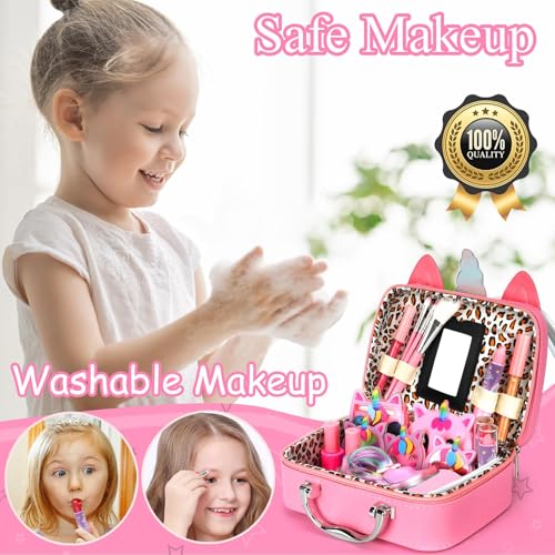 Uniiking® Kids Makeup Girls Toys - Washable Makeup Kit Kid Children Princess Dress Up Christmas Birthday Gifts Toys for 3 4 5 6 7 8 9 10 11 12 Year Old Girls