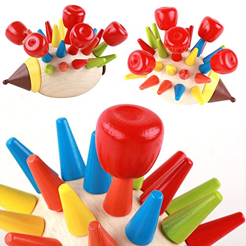 callm Puzzle Toy,Wooden Disassembly Assembly Building Block Hedgehog Toy Balancing Puzzle Fun Toy (Multicolor)