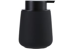 BosilunLife Black Soap Dispenser - Ceramic Dish Soap Dispenser for Bathroom 12ounce Refillable Liquid Hand Dispenser for Essential Oil, Lotion Dispenser with Pump (Rubber Paint)