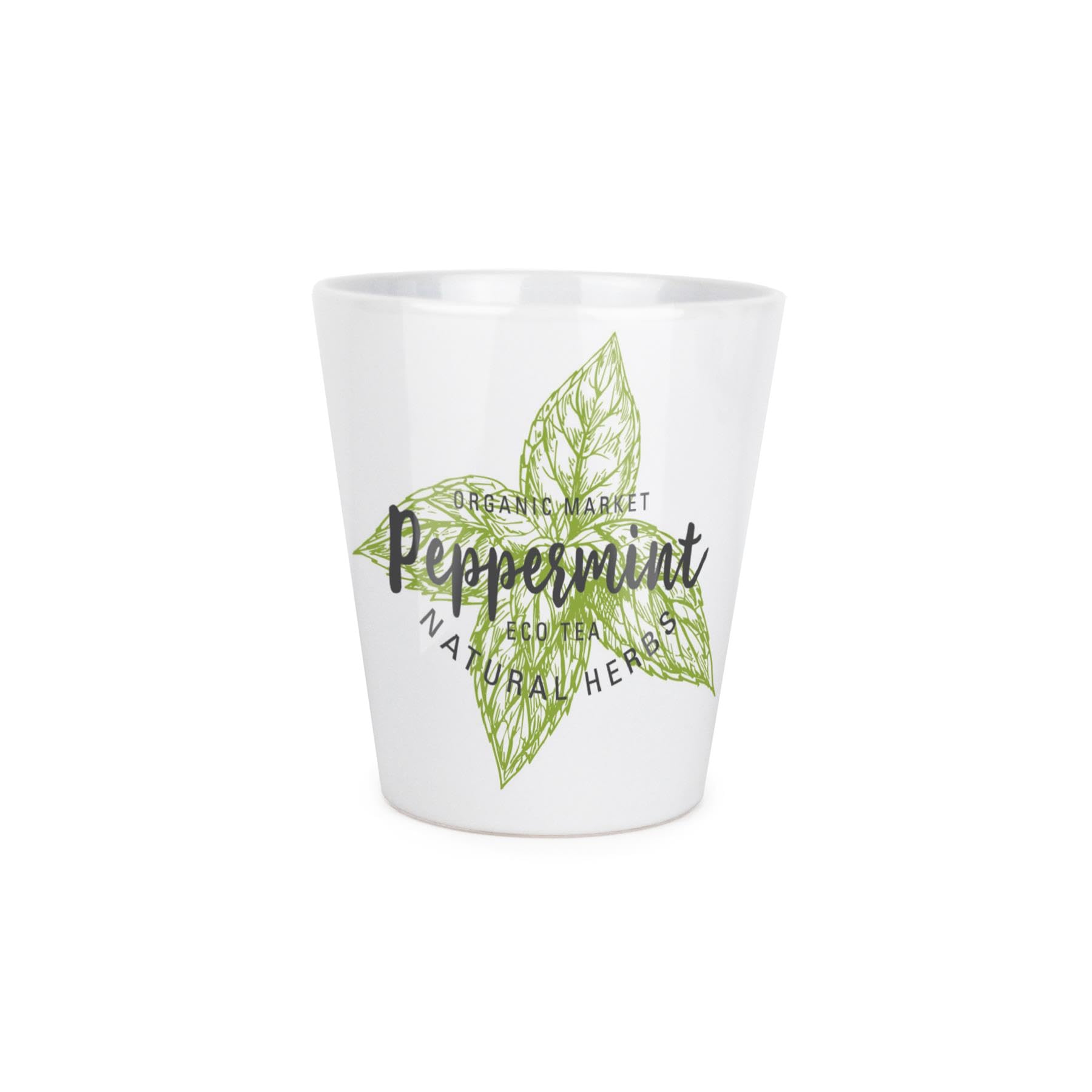 Purely Home Peppermint Herb Plant Pot - Cooking Ingredients Green Herbs Small Ceramic Indoor Plant Pot with Drainage Hole - Homeware Gift 9cm Diameter Flower Pot