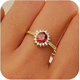 KIFUTENG Ruby Rings for Women 925 Sterling Silver 14K Gold Plated July Birthstone Red Gemstone Ring Promise Rings for Her Dainty CZ Eternity Engagement Wedding Band Ring Valentines Jewelry Gifts
