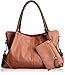 AB Earth 3 Pieces Women Hobo Handbag PU Leather Totes Matching Wallet Satchel Shoulder Bag, M898 (Brown)