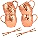Artisan's Anvil Moscow Mule Mugs Set of 4 - Solid 16 oz Hammered Copper Barrel Mugs With Straws - Handmade Unlined Gift Set