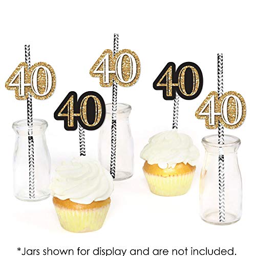 Adult-40th-Birthday-Gold-Paper-Straw-Decor-Birthday-Party-Striped-Decorative-Straws-Set-of-24