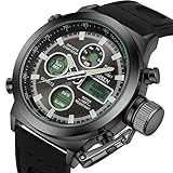 Tonnier Men Sports Watches LCD Digital Quartz Watches Multi-function Outdoor Sport Watch,Black