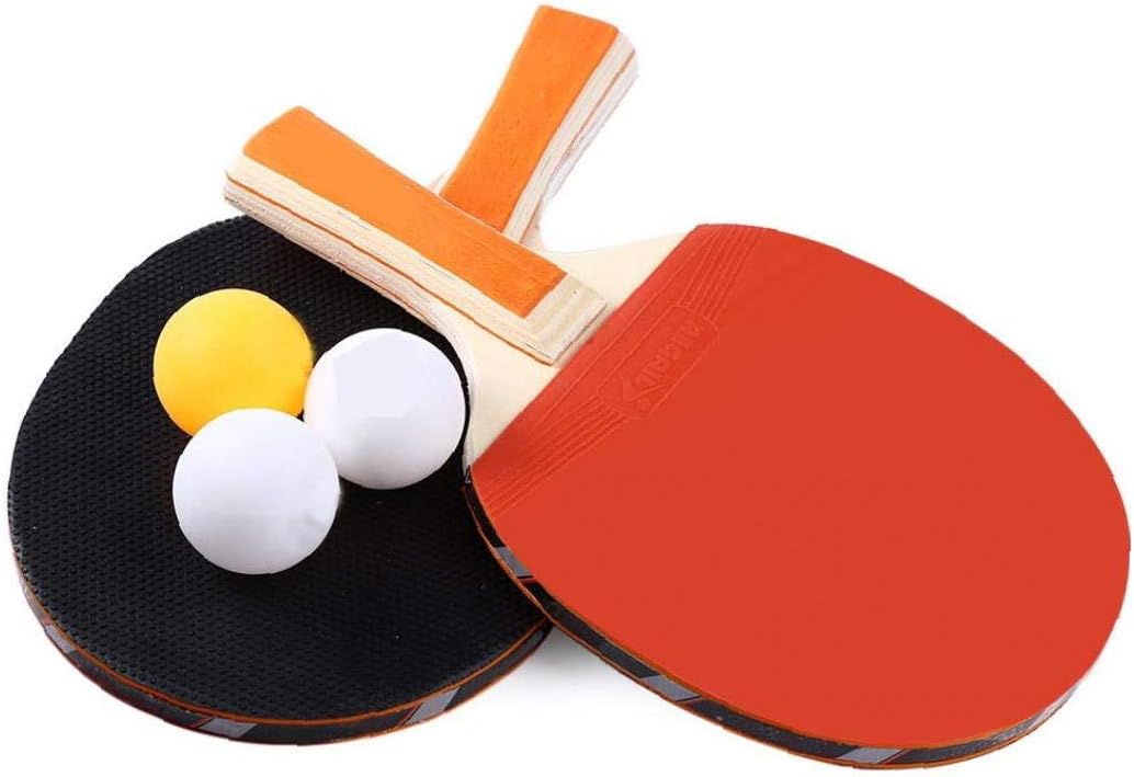 Ruijanjy Anti Slip Long Handle Table Tennis Racket Pingpong Bat Portable 2 Bats and 3 Balls Ping Pong Paddle Set Sports Accessory-1set