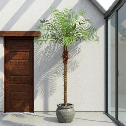 ZEEOZE 210cm Artificial Palm Tree Phoenix Artificial Tall Palm Trees with 15 Adjustable Leaves Artificial Plants Phoenix for Outdoor Patio Pool Home Office Living Room Garden (1 Unit, 210cm)
