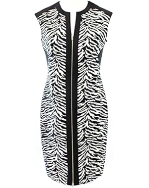 Calvin Klein Women's Sheath Front Full Zip Zebra Print Dress 2