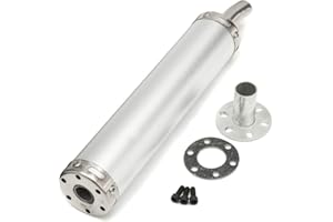 BADASS SHARKS Motorcycle Exhaust Muffler 22mm Inlet Universal Exhaust Muffler Stainless Steel Motorcycle Muffler Silencer Pipe Dirt Bike Street Bike Scooter