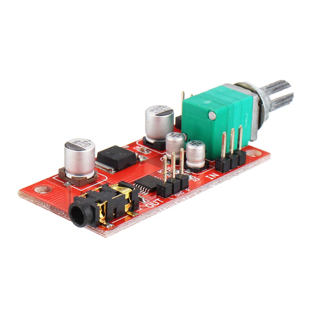 DollaTek MAX4410 Headphone Amplifier Board - Red - Solid State - DC Power Supply - Compatible with All Devices - 80mW Output - 3.5mm & 6.35mm Jack Connectors