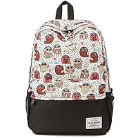 Owl Printed Women Canvas Laptop Backpack Cute School College Shoulder Bag for Teenage Girls