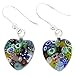 GlassOfVenice Murano Glass Millefiori Heart Earrings - Silver