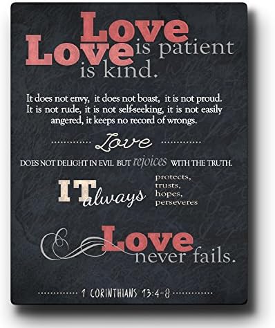 Religious Inspirational Decor Love Is Patient Love Is Kind It Does Not Envy HD Metal Wall Art Panel Made In USA Ready To Hang Perfect Christian Gift (Gray, 12x18) InspiraGifts
