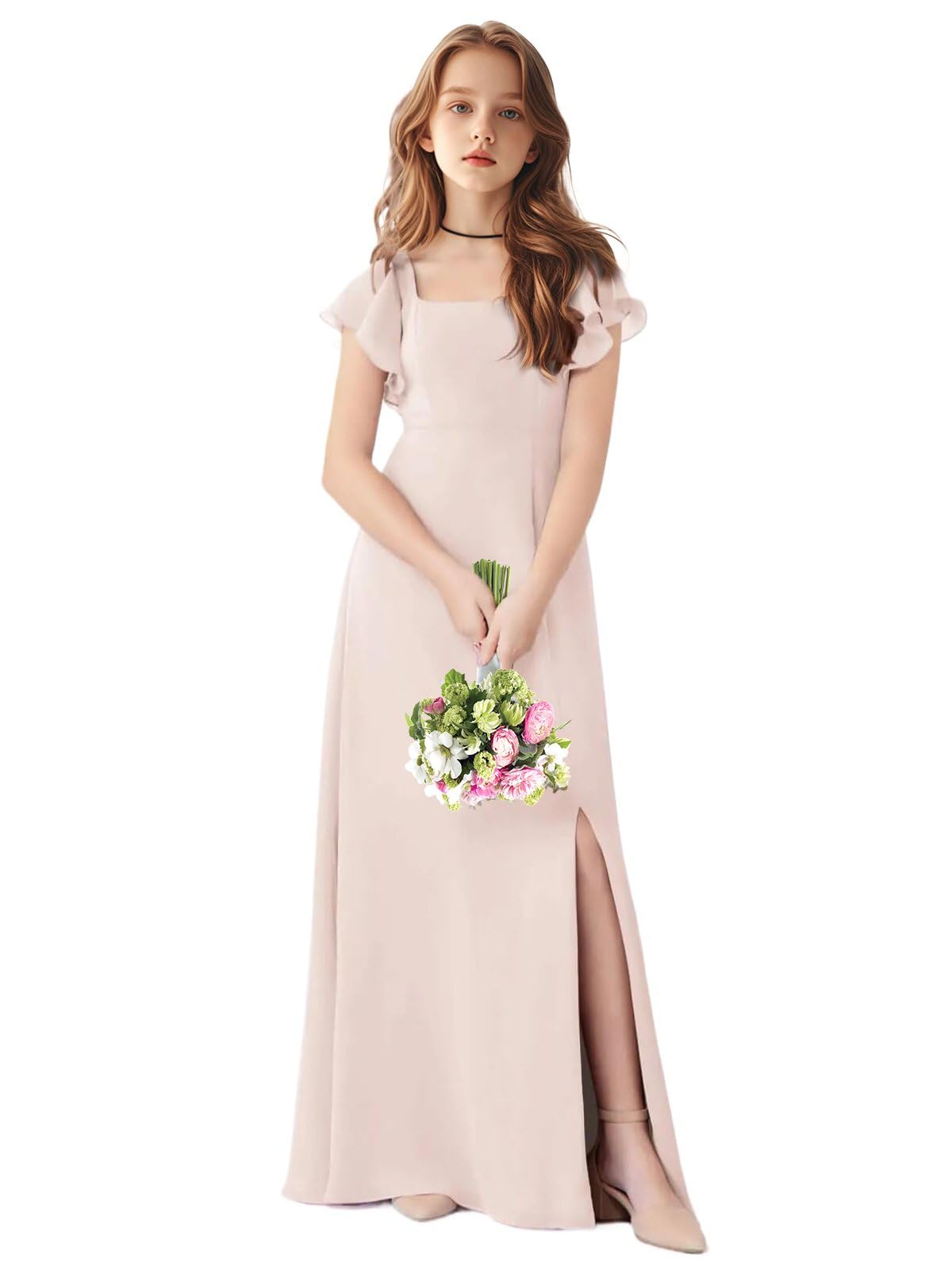 TAISHAN Junior Bridesmaid Dress for Wedding Ruffle
