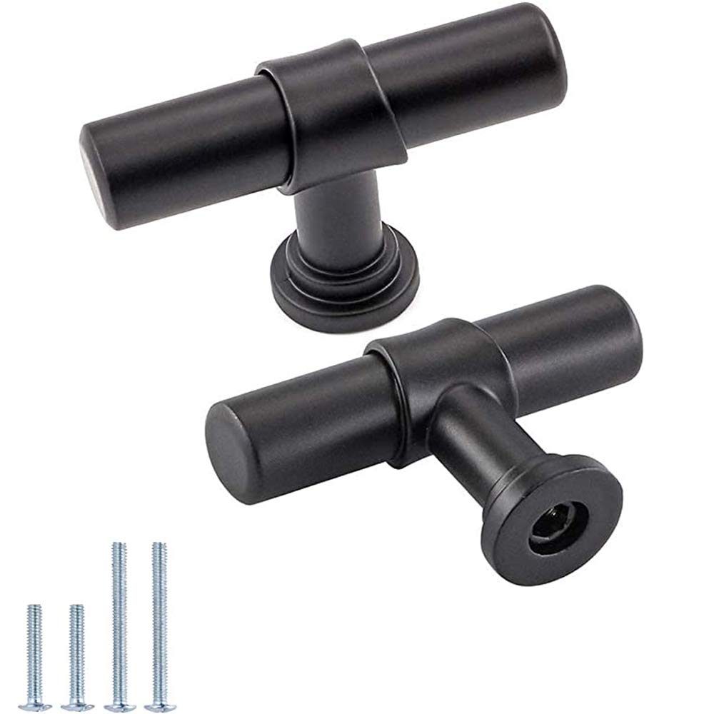 Goldenwarm 15Pack Black Kitchen Drawer Knobs - LST18BK Black Pull Handles Stainless Steel Single Hole Knob