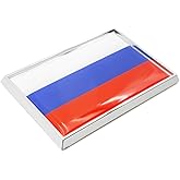 Perdecor Russia Flag Sticker Emblem Russian Decal Car Chrome Flags, 2 Pack, 3 x 2 inches