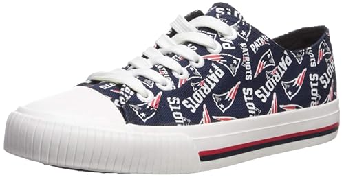 FOCO New England Patriots NFL Womens Low Top Repeat Print Canvas Shoes - 6