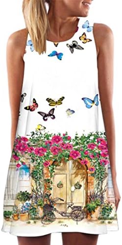 Women Dress Daoroka Sexy Plus Size Off Shoulder Floral Print Sleeveless Casual Loose Evening Party Maxi Beach Mini Skirt