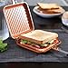 Gelinzon Red Copper Double Coated Nonstick Grilled Sandwich and Panini Maker with Handles