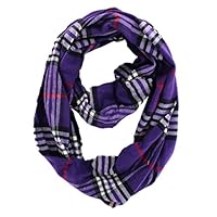 QuStars Plaid Tartan Check Cashmere Purple Infinity Cowl Scarf