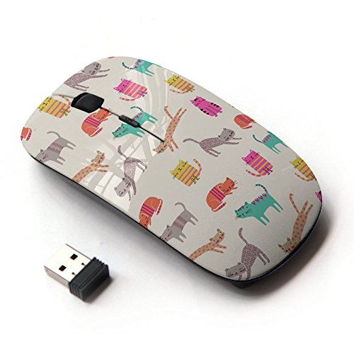 KawaiiMouse [ Optical 2.4G Wireless Mouse ] Kittens Cats Teal Pink Pattern Cartoon