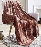 Snuggle Sac Textured Brown Throw Knitted Ultra Soft