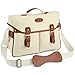 Kattee Unisex's Vintage PU Leather Canvas DSLR Camera Shoulder Bag for Canon Nikon, etc (Large, Apricot)
